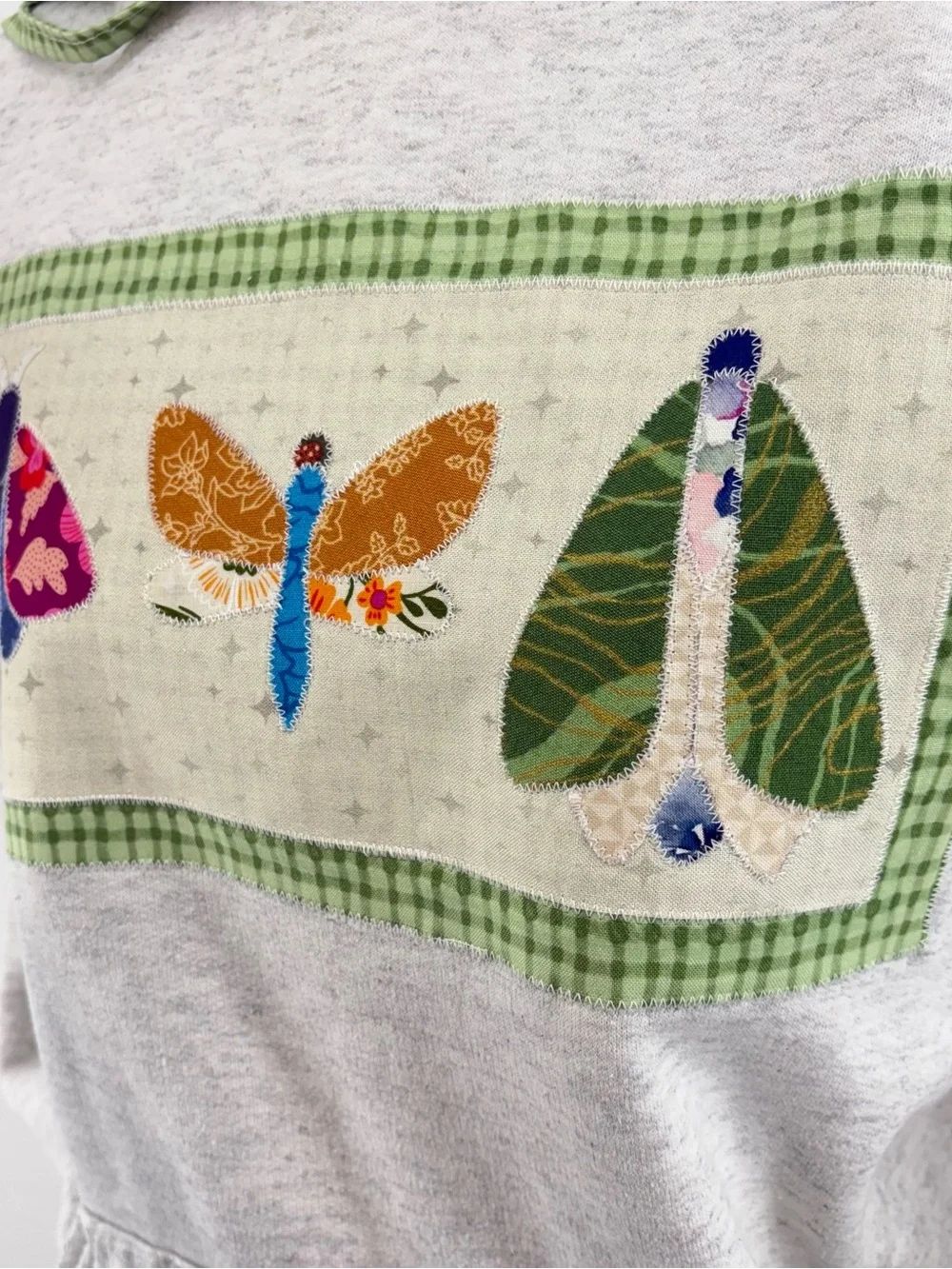 OOK Upcycled Hoodie with Handmade Picnic Moth Patch Size: Men’s Medium